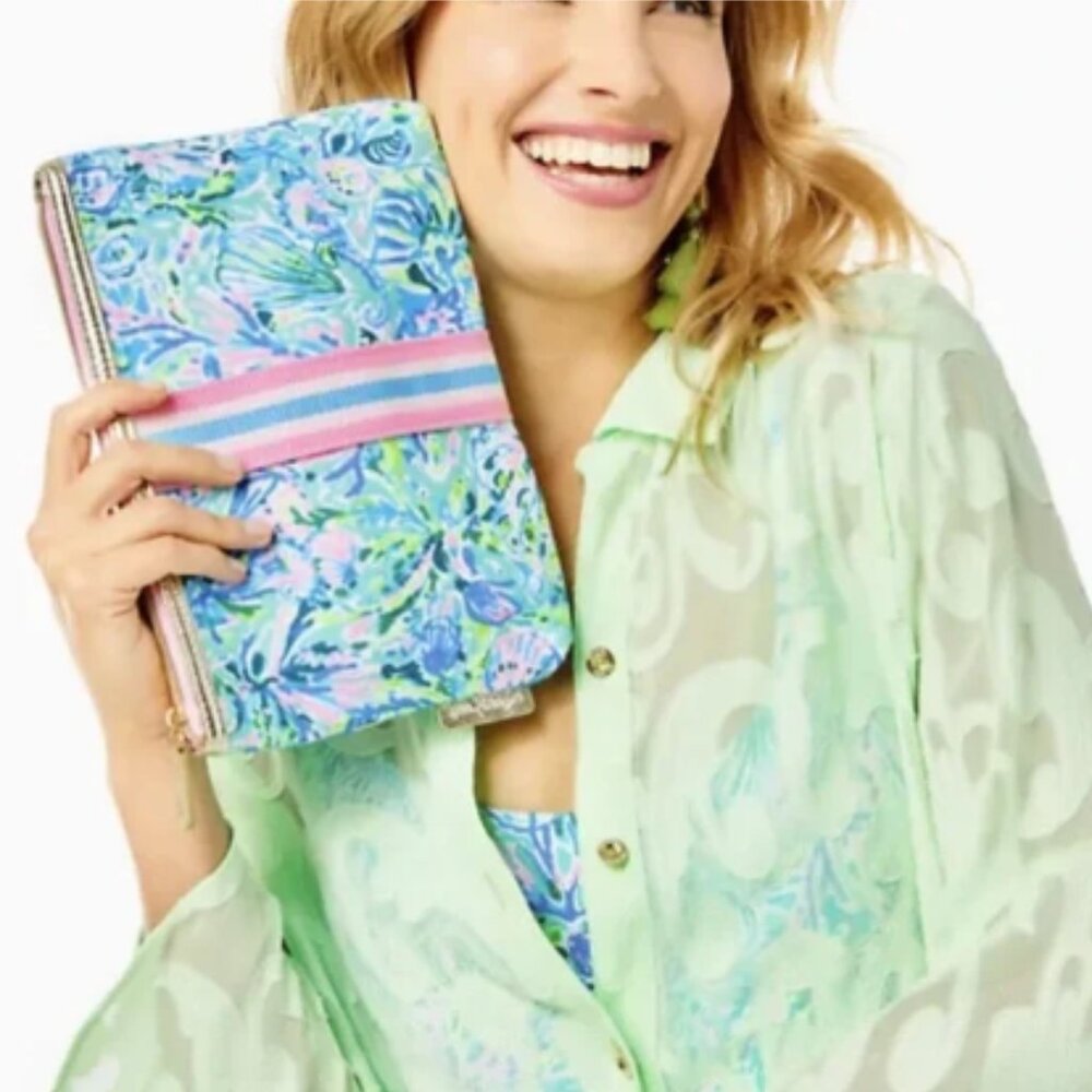 Lilly Pulitzer Printed Pouch, Surf Blue Soleil It On Me, Cosmetic Bag